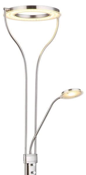Globo 59038ND - LED Stmívatelná stojací lampa EBRO 20W/230V + 4W matný chrom