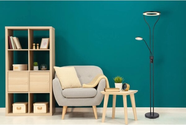 Globo 59038SD - LED Stmívatelná stojací lampa EBRO 20W/230V + 4W 3000K černá