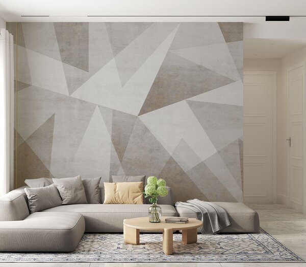 Fototapeta Šedé a bílé pozadí s trojúhelníky, Geometrické fototapety, Populární fototapety, u97345 - Tapeko.co.cz