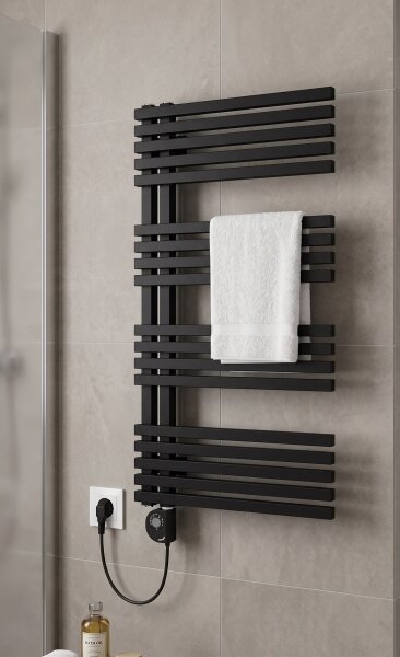Vertaduro - Koupelnový radiátor s termostatem MICHELLE 600W 97x50 cm černá