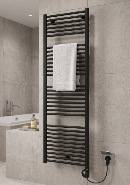 Vertaduro - Koupelnový radiátor s termostatem DENISE 600W 154x50 cm černá