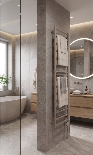Vertaduro - Koupelnový radiátor s termostatem ZOE 400W 186x50 cm taupe