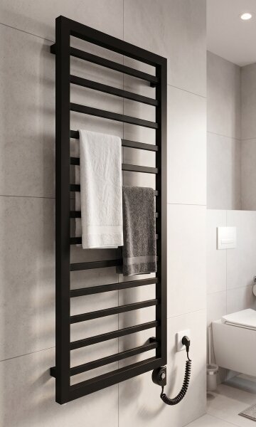 Vertaduro - Koupelnový radiátor s termostatem ADEL 600W 128x50 cm černá