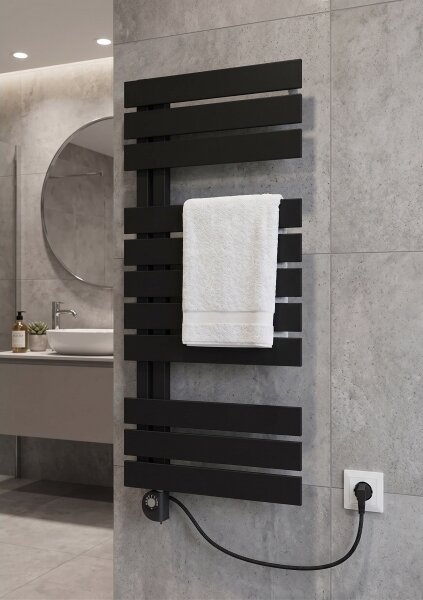 Vertaduro - Koupelnový radiátor s termostatem ZIVA 500W 109x50 cm černá