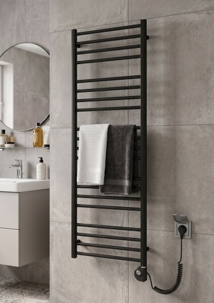 Vertaduro - Koupelnový radiátor s termostatem SIMONE 600W 144x50 cm černá