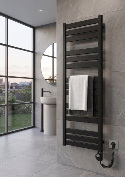 Vertaduro - Koupelnový radiátor s termostatem LUCY 600W 125x50 cm černá