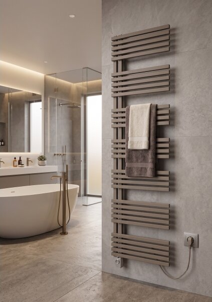 Vertaduro - Koupelnový radiátor s termostatem MICHELLE 900W 177x50 cm taupe