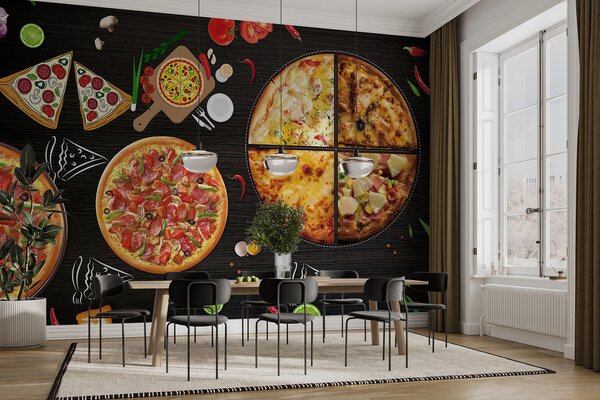 Fototapeta Pizzy na stole, Fototapety s jídlem a pitím, Populární fototapety, u97436 - Tapeko.co.cz