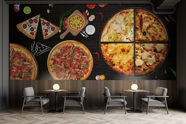 Fototapeta Pizzy na stole, Fototapety s jídlem a pitím, Populární fototapety, u97436 - Tapeko.co.cz