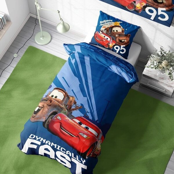 Bavlněné ložní povlečení Auta 3 / Cars 3 - motiv Blesk McQueen a Burák - 100% bavlna - 70x90 cm + 140x200 cm