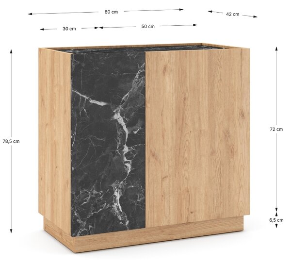 Marckeric Komoda Dione 80 x 42 cm s dubovým dekorem
