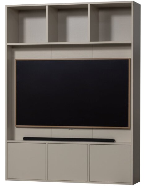 WOOOD Světle šedá dřevěná TV stěna Meggy 215 x 160 cm