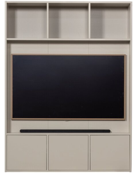 WOOOD Světle šedá dřevěná TV stěna Meggy 215 x 160 cm