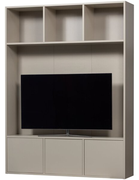WOOOD Světle šedá dřevěná TV stěna Meggy 215 x 160 cm