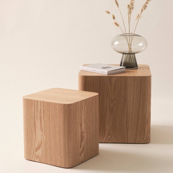 Jotex Set dvou přírodních odkládacích stolků CUBO 30x30/40x40 cm