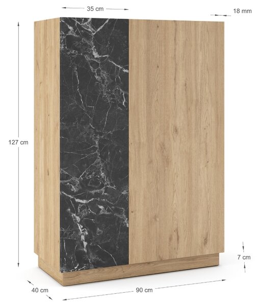 Marckeric Komoda Dione 90 x 40 cm s dubovým dekorem