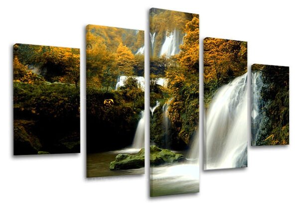 5dílný obraz na stěnu VODOPÁDY - 100x80 cm