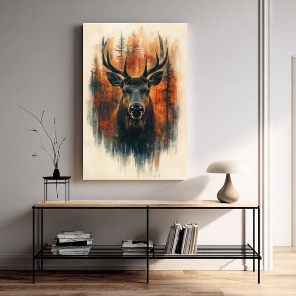 Obraz na plátně Lesní jelen - Elegantní přírodní scenérie - 60x90 cm
