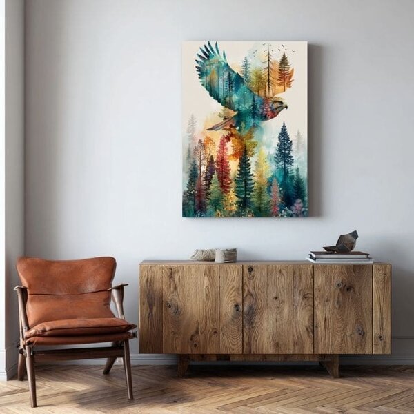 Obraz na plátně Let orla - Dynamický motiv přírody - 60x90 cm