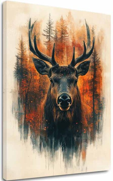 Obraz na plátně Lesní jelen - Elegantní přírodní scenérie - 60x90 cm