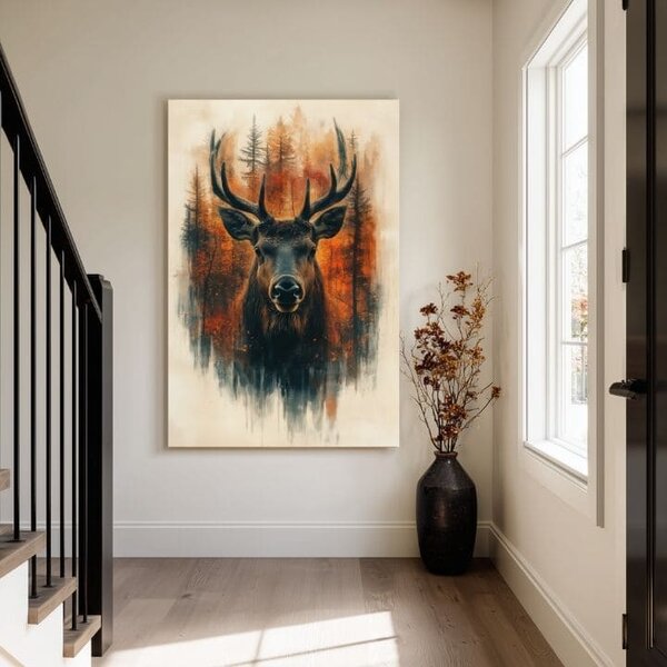 Obraz na plátně Lesní jelen - Elegantní přírodní scenérie - 60x90 cm