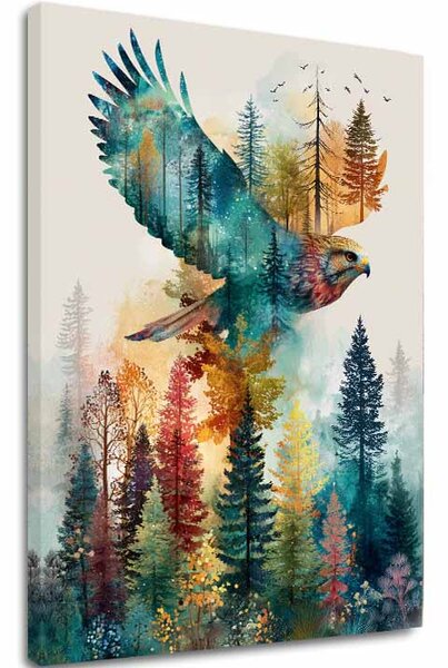 Obraz na plátně Let orla - Dynamický motiv přírody - 60x90 cm