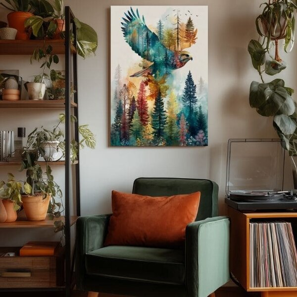 Obraz na plátně Let orla - Dynamický motiv přírody - 60x90 cm