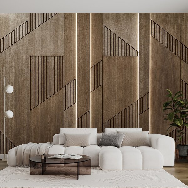 Fototapeta Elegantní geometrický design na dřevěných deskách, Fototapety s dřevěnou texturou, Populární fototapety, u97555 - Tapeko.co.cz