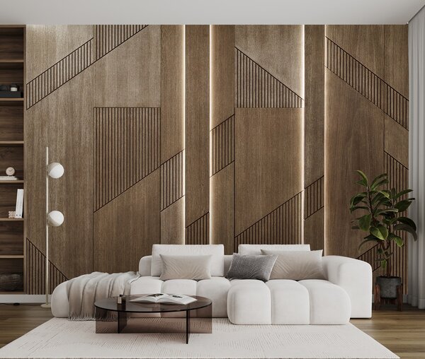 Fototapeta Elegantní geometrický design na dřevěných deskách, Fototapety s dřevěnou texturou, Populární fototapety, u97555 - Tapeko.co.cz