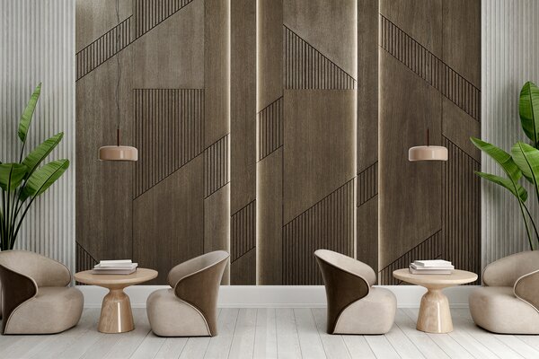 Fototapeta Elegantní geometrický design na dřevěných deskách, Fototapety s dřevěnou texturou, Populární fototapety, u97555 - Tapeko.co.cz