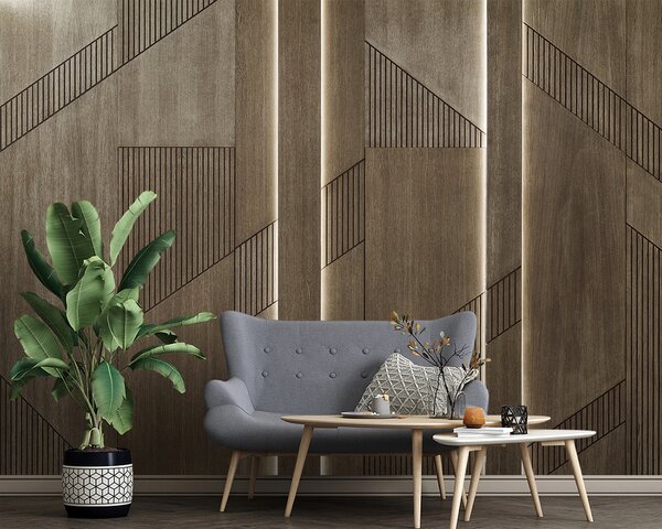 Fototapeta Elegantní geometrický design na dřevěných deskách, Fototapety s dřevěnou texturou, Populární fototapety, u97555 - Tapeko.co.cz