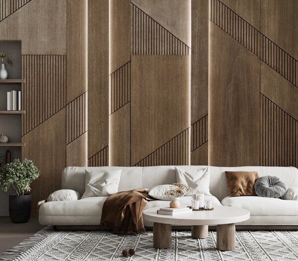 Fototapeta Elegantní geometrický design na dřevěných deskách, Fototapety s dřevěnou texturou, Populární fototapety, u97555 - Tapeko.co.cz