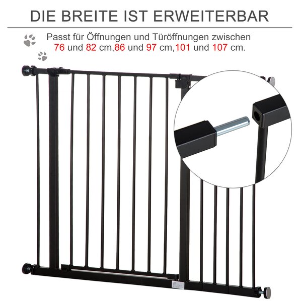 PAWHUT Zábrana pro psy do dveří s brankou 76-107 x 76 cm černá