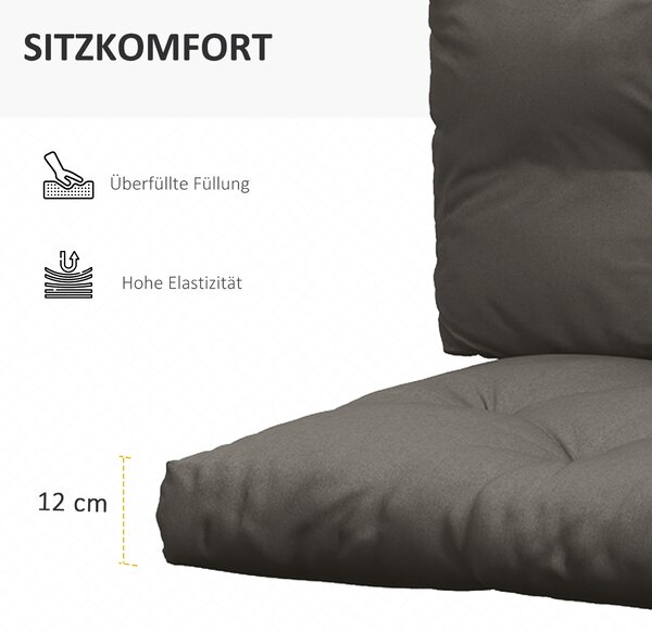 OUTSUNNY Polštář na paletu s UV ochranou pro 3 osoby 120 cm x 80 cm x 12 cm tmavě šedá