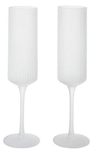 Ferm Living Sklenice na šampaňské Ripple Flutes set 2 ks, frosted