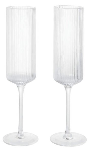 Ferm Living Sklenice na šampaňské Ripple Flutes set 2 ks, clear