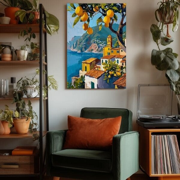 Obraz na plátně Citronový sad - italský styl - 60x90 cm