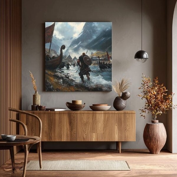 Obraz na plátně Vikingové na Mori - Historický obraz - 70x70 cm