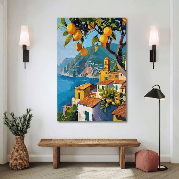 Obraz na plátně Citronový sad - italský styl - 60x90 cm