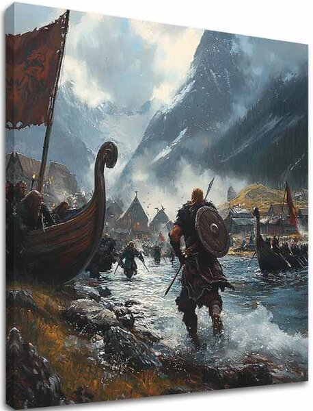 Obraz na plátně Vikingové na Mori - Historický obraz - 70x70 cm