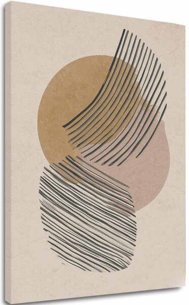 Obraz na plátně Abstraktní kruhy - béžovo-zlatý design - 60x90 cm