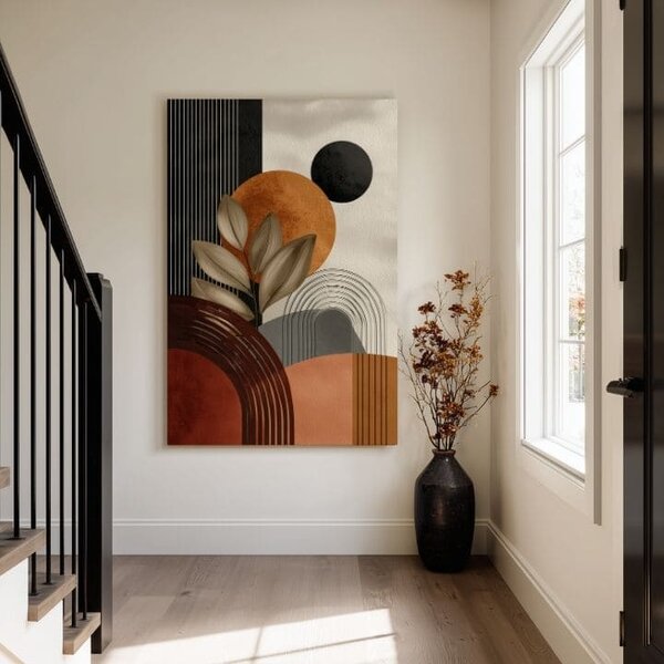 Obraz na plátně Béžovohnědé tvary - geometrický motiv - 60x90 cm