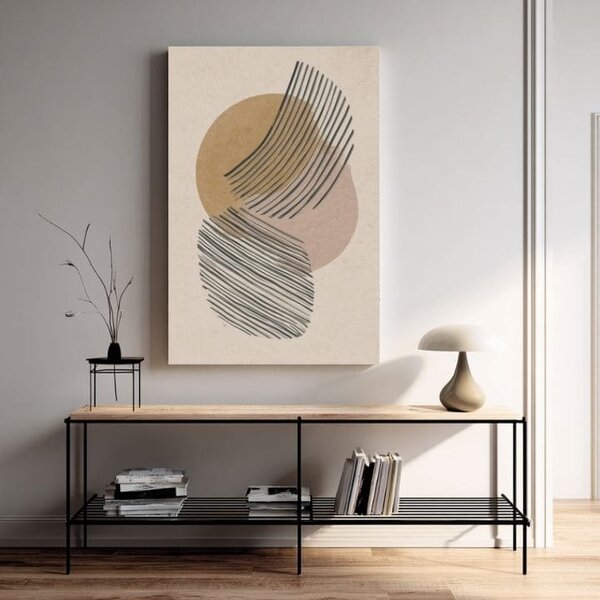 Obraz na plátně Abstraktní kruhy - béžovo-zlatý design - 60x90 cm