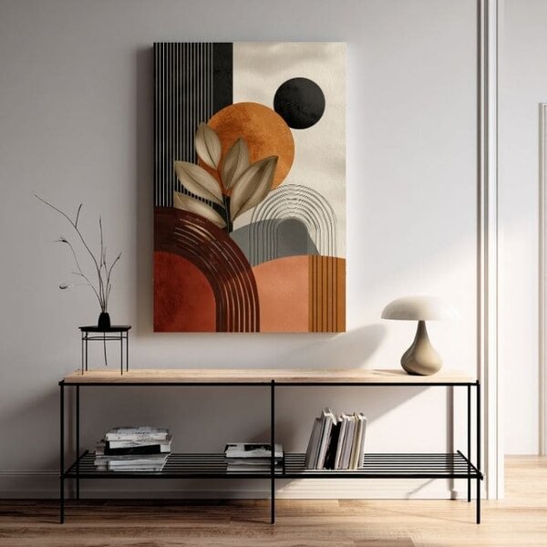 Obraz na plátně Béžovohnědé tvary - geometrický motiv - 60x90 cm