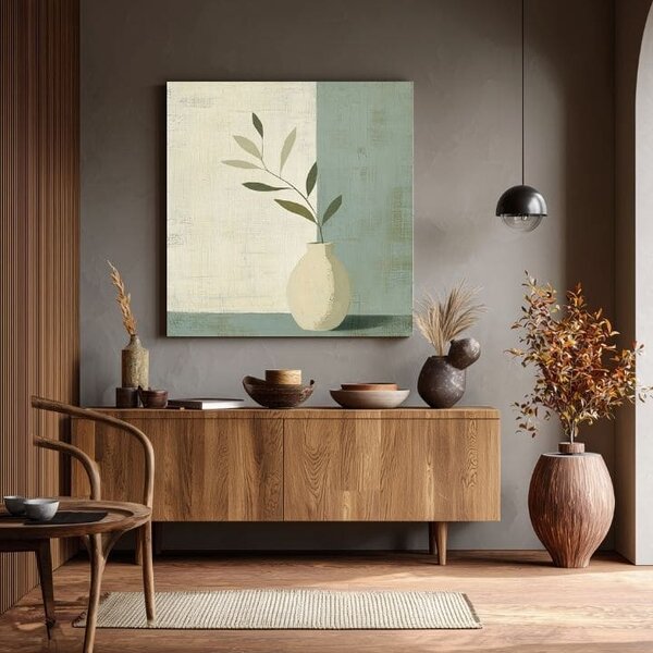 Obraz na plátně Váza na béžové - Moderní dekorace - 70x70 cm