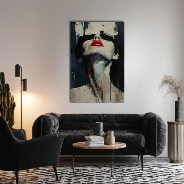 Obraz na plátně Červené rty - Dramatický design - 60x90 cm