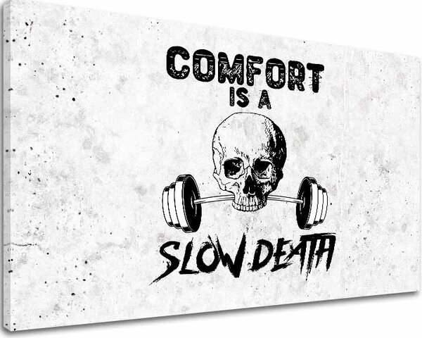 Obraz na plátně Comfort Is a Slow Death - Motivace do posilovny - 60x90 cm