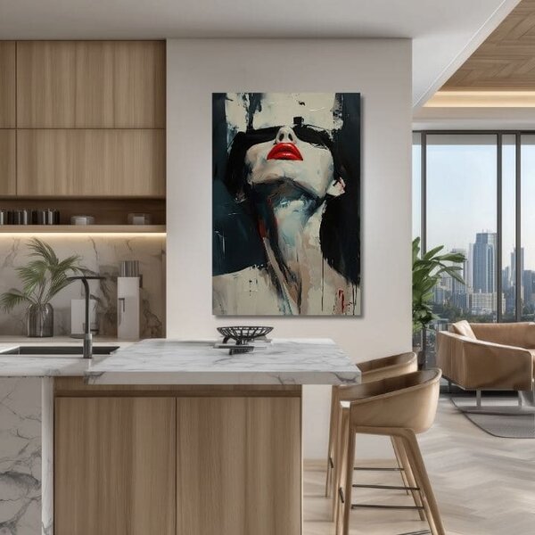 Obraz na plátně Červené rty - Dramatický design - 60x90 cm
