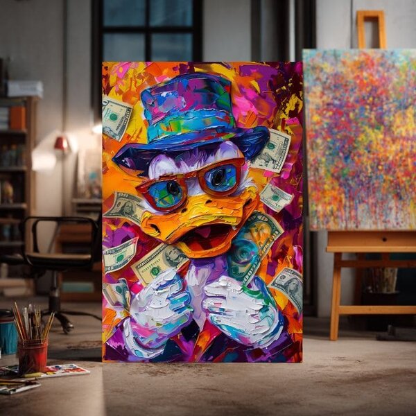 Obraz MONEY DUCK | italské plátno - 60x90 cm