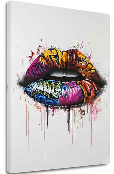 Obraz GRAFFITI LIPS | Italské plátno - 60x90 cm